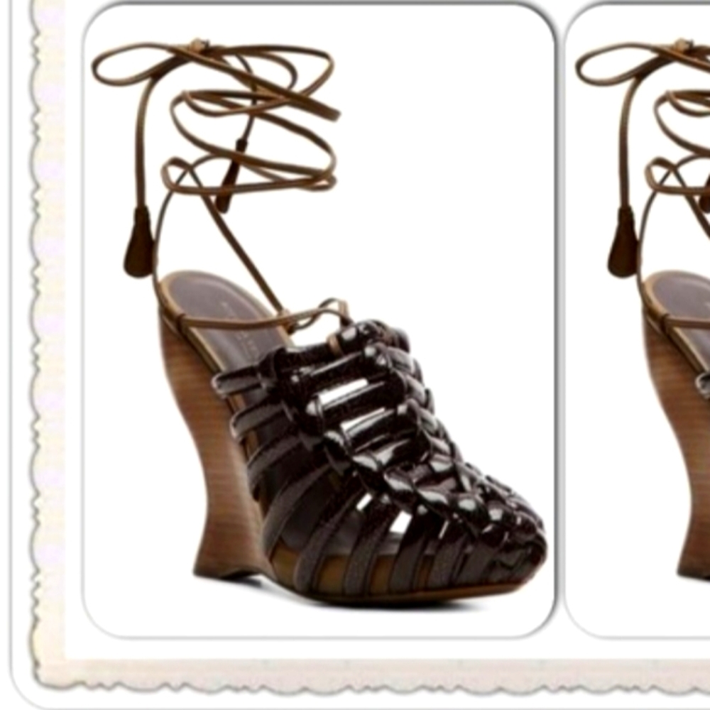 Bottega Veneta strap patent  wedge heels.  Size 8.5